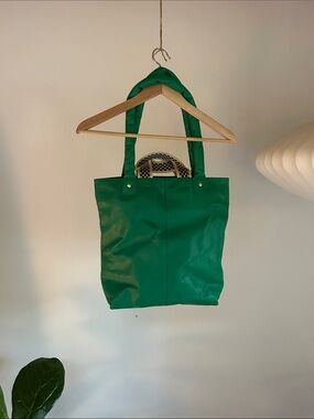 Clare V Green Padded-Handle Tote
